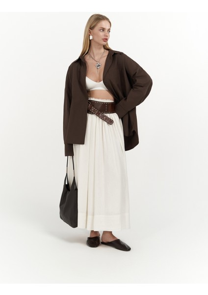 Josie Oversize Kahve Gömlek