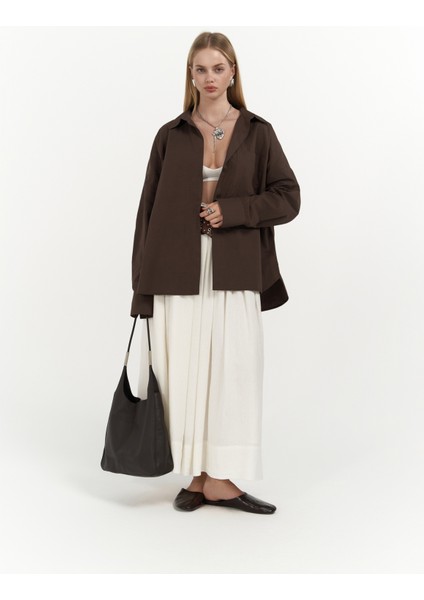 Josie Oversize Kahve Gömlek