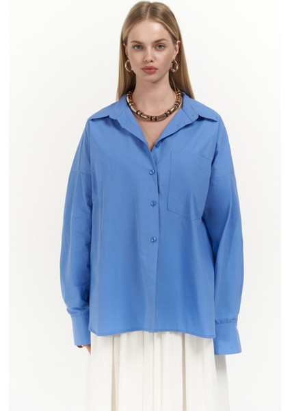 Josie Oversize Mavi Gömlek modelleri