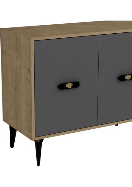 Peri Konsol Tv Sehpası Çok Amaçlı Dolap 180 cm Meşe Antrasit modelleri