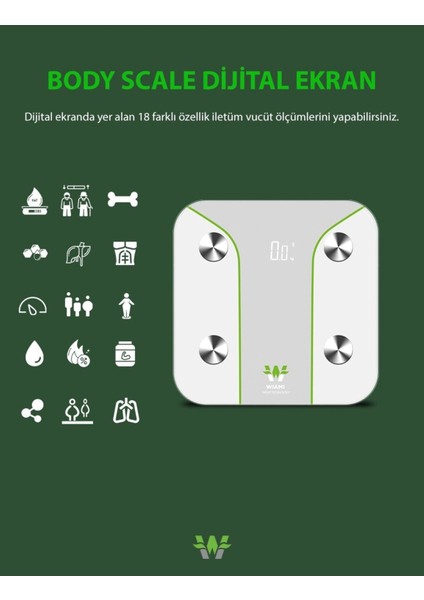 Akıllı Yağ Kas Ölçer Baskül Bluetooth Tartı