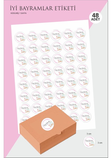 Iyi Bayramlar Sticker 48 Adet 3 cm modelleri