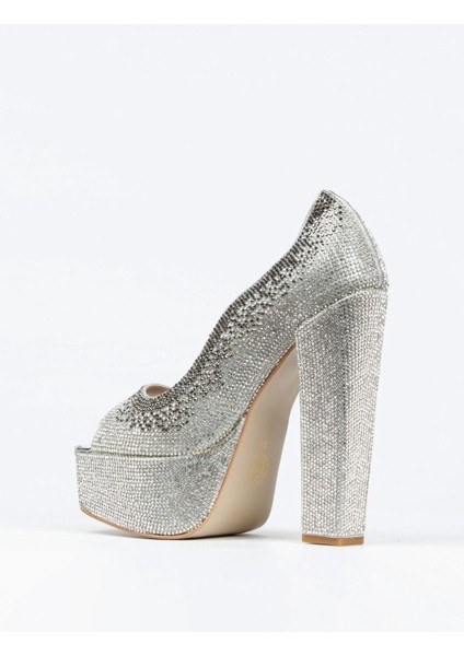 Gold Sultan Çift Renk Taşlı Klasik Köşe Kalıplı Kalın Topuklu Kadın Abiye Ayakkabı Kadın Topuklu Şık fırsatları