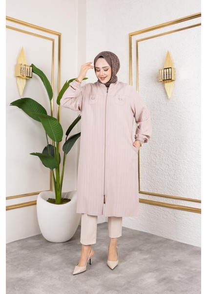 Gülçiçek Kadın Büyük Beden Keten Çilek Kumaş Fermuarlı Kap fiyatları