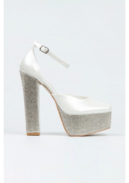 Sedef Cilt Ökçe Poli Taşlı Klasik Köşe Kalıplı Kalın Topuklu Kadın Abiye Ayakkabı Kadın Topuklu Şık modelleri