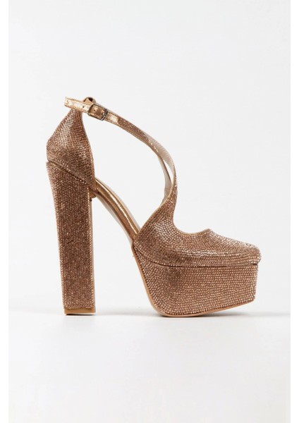 Gold Sultan Full Taş Klasik Köşe Kalıplı Kalın Topuklu Kadın Abiye Ayakkabı Kadın Topuklu Şık modelleri