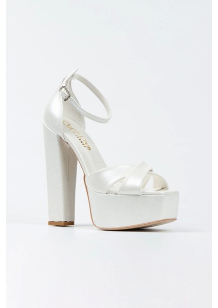 Sedef Cilt Klasik Köşe Kalıplı Kalın Topuklu Kadın Abiye Ayakkabı Kadın Topuklu Şık Gece Ayakkabısı