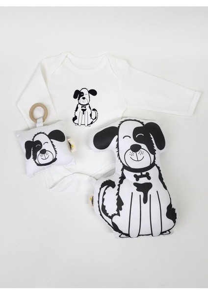 Köpek Uyku Arkadaşı Diş Kaşıyıcı ve Uzun Kol Çıtçıtlı Body Bebek Hediye Seti fiyatları