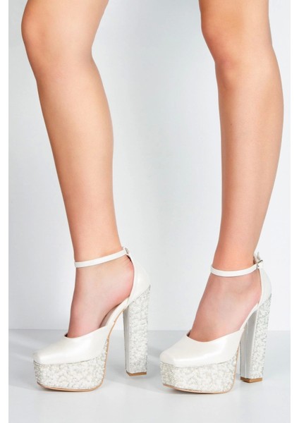 Sedef Cilt Ökçe Poli İnci Taşlı Klasik Köşe Kalıplı Kalın Topuklu Kadın Abiye Ayakkabı Kadın Topuklu fiyatları