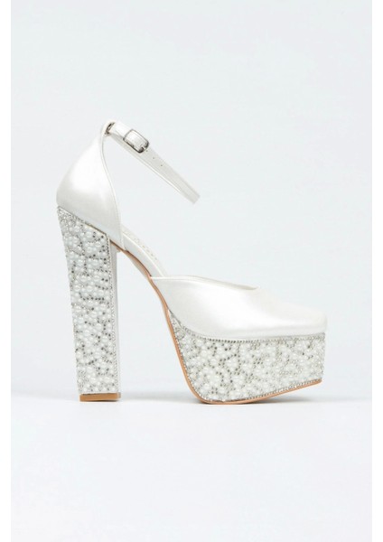 Sedef Cilt Ökçe Poli İnci Taşlı Klasik Köşe Kalıplı Kalın Topuklu Kadın Abiye Ayakkabı Kadın Topuklu modelleri