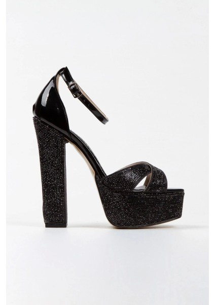 Platin Ayna Full Taş Klasik Köşe Kalıplı Kalın Topuklu Kadın Abiye Ayakkabı Kadın Topuklu Şık modelleri