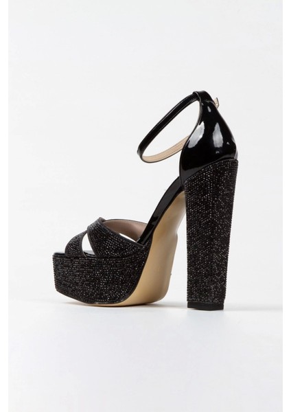 Platin Ayna Full Taş Klasik Köşe Kalıplı Kalın Topuklu Kadın Abiye Ayakkabı Kadın Topuklu Şık fırsatları