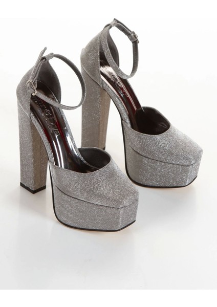 Kalın Yüksek Topuklu Köşeli Platformlu Abiye Ayakkabı Kadın Topuklu Şık Gece Ayakkabısı