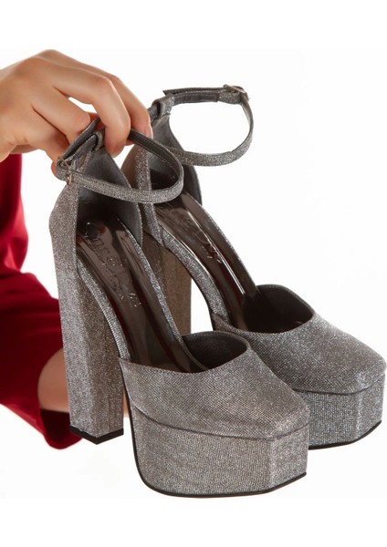 Kalın Yüksek Topuklu Köşeli Platformlu Abiye Ayakkabı Kadın Topuklu Şık Gece Ayakkabısı fiyatları