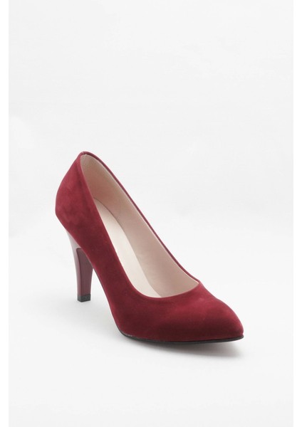 Bordo Kadın Klasik Topuklu Ayakkabı Kadın Topuklu Abiye Ayakkabı Şık Gece Ayakkabısı