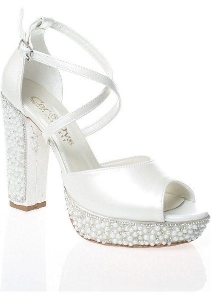 Kadın Moda Şık Sedef Cilt Ökçe Poli Inci Taş Topuklu Düğün Nişan Gece Abiye Ayakkabısı fiyatları