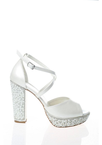 Kadın Moda Şık Sedef Cilt Ökçe Poli Inci Taş Topuklu Düğün Nişan Gece Abiye Ayakkabısı fırsatları