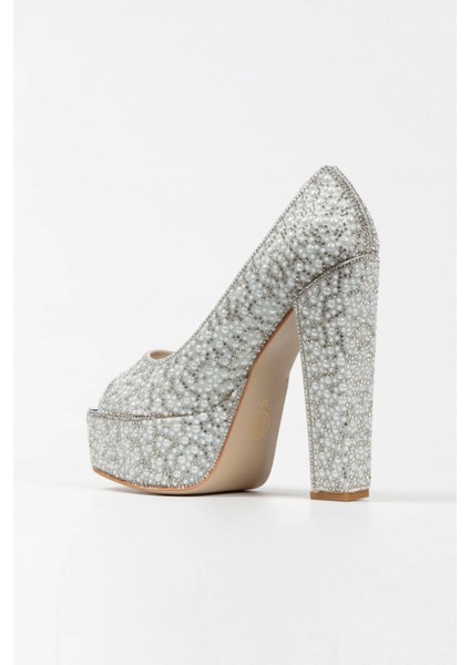 Kadın Moda Gold Sultan Full Inci Taşlı Klasik Köşe Kalıplı Kalın Düğün Nişan Gece Abiye Ayakkabısı modelleri