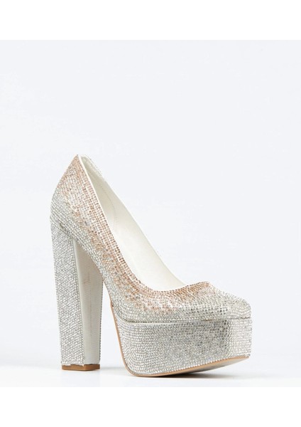 Kadın Moda Gold Sultan Çift Renk Taşlı Klasik Köşe Kalıplı Topuklu Düğün Nişan Gece Abiye Ayakkabısı fiyatları