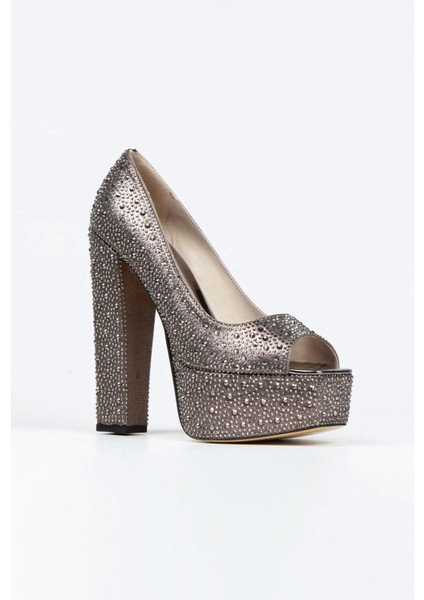 Kadın Moda Şık Gümüş Sultan Taşlı Klasik Köşe Kalıplı Kalın Düğün Nişan Gece Abiye Ayakkabısı fiyatları