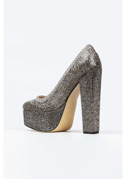 Kadın Moda Gold Sultan Çift Renk Taşlı Klasik Köşe Kalıplı Topuklu Düğün Nişan Gece Abiye Ayakkabısı modelleri