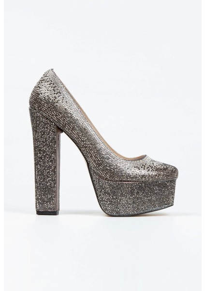 Kadın Moda Gold Sultan Çift Renk Taşlı Klasik Köşe Kalıplı Topuklu Düğün Nişan Gece Abiye Ayakkabısı fırsatları