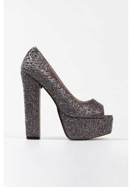 Kadın Moda Gold Sultan Full Inci Taşlı Klasik Köşe Kalıplı Kalın Düğün Nişan Gece Abiye Ayakkabısı fırsatları