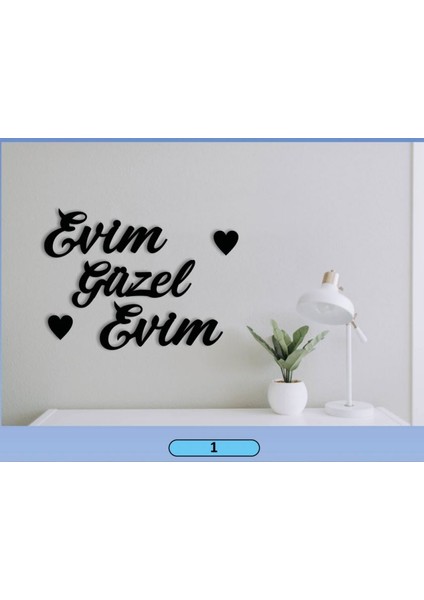 Dekoratif Mdf Lazer Kesim 5 Parça Güzel Evim Sembollü Tasarım Tablo