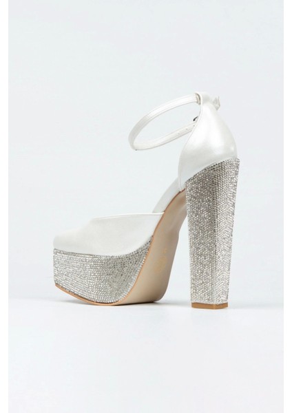 Kadın Moda Sedef Cilt Ökçe Poli Taşlı Klasik Köşe Kalıplı Kalın Düğün Nişan Gece Abiye Ayakkabısı modelleri