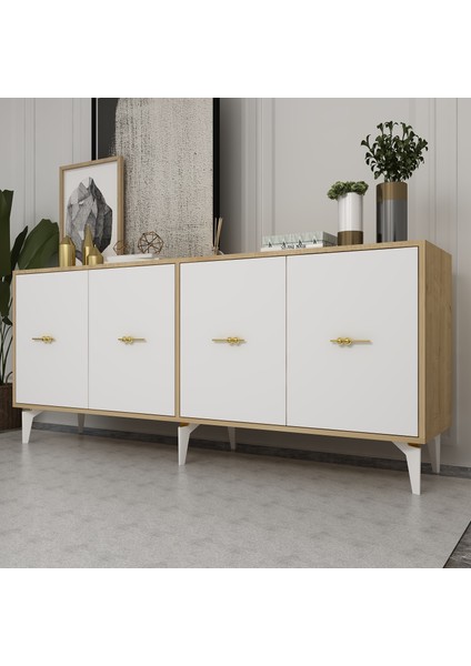 Beyda Konsol Tv Sehpası Çok Amaçlı Dolap 180 cm Meşe Beyaz fiyatları