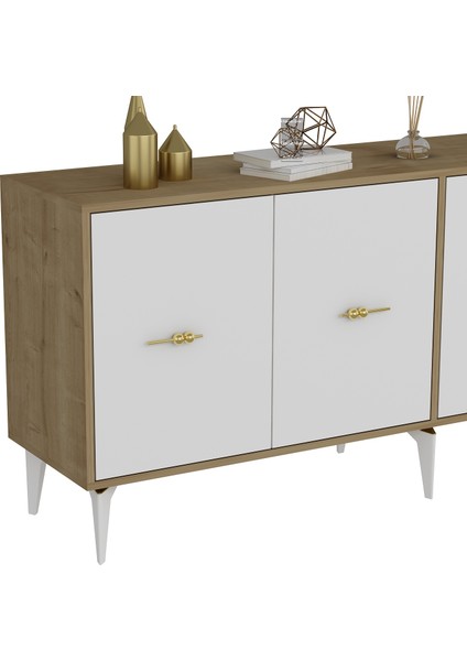 Beyda Konsol Tv Sehpası Çok Amaçlı Dolap 180 cm Meşe Beyaz modelleri