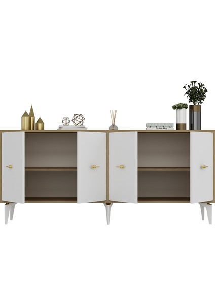 Beyda Konsol Tv Sehpası Çok Amaçlı Dolap 180 cm Meşe Beyaz fırsatları