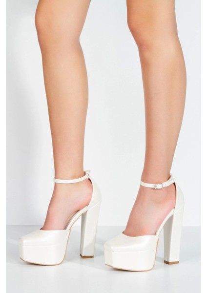 Kadın Moda Şık Sedef Cilt Klasik Köşe Kalıplı Kalın Düğün Nişan Gece Abiye Ayakkabısı