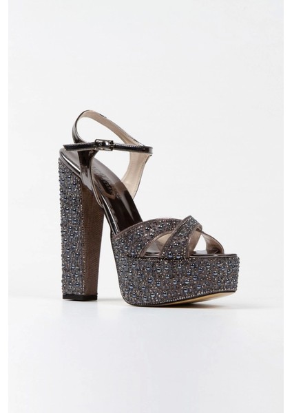 Kadın Moda Platin Ayna Full Inci Taşlı Klasik Köşe Kalıplı Kalın Düğün Nişan Gece Abiye Ayakkabısı fiyatları