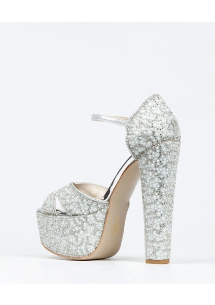 Kadın Moda Gümüş Sultan Full Inci Taşlı Klasik Köşe Kalıplı Kalın Düğün Nişan Gece Abiye Ayakkabısı modelleri