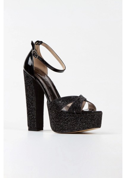 Kadın Moda Şık Platin Ayna Full Taş Klasik Köşe Kalıplı Kalın Düğün Nişan Gece Abiye Ayakkabısı fiyatları