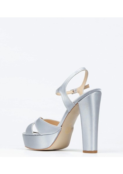 Kadın Moda Şık Gümüş Saten Klasik Ayakkabı Kalın Düğün Nişan Gece Abiye Ayakkabısı modelleri
