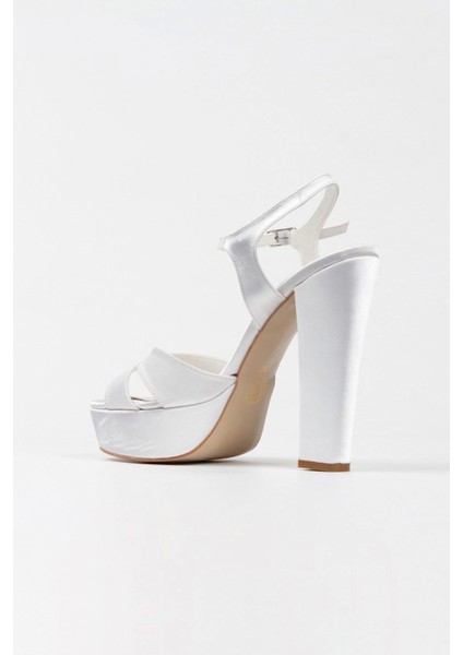 Kadın Moda Şık Gümüş Saten Klasik Ayakkabı Kalın Düğün Nişan Gece Abiye Ayakkabısı modelleri