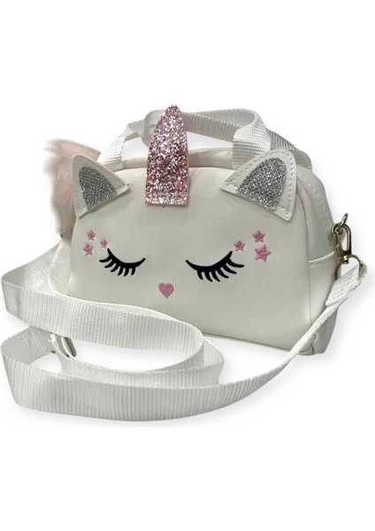 Beyaz Renk Kız Çocuk Çanta Ponponlu Nakışlı Kız Çocuk Omuz ve El Çantası fiyatları