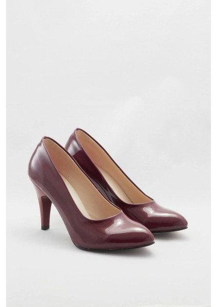 Kadın Moda Şık Bordo Klasik Topuklu Ayakkabı Topuklu Düğün Nişan Gece Abiye Ayakkabısı