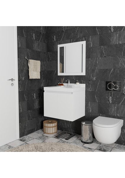 Helıa 60 cm Banyo Dolabı Takımı - Alt Dolap, Lavabolu Tezgah ve Ayna Dahil modelleri