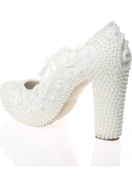 Kadın Sedef İnci Taş İşlemeli Gelin Ayakkabı Kadın Topuklu Abiye Ayakkabı Şık Gece Ayakkabısı fırsatları