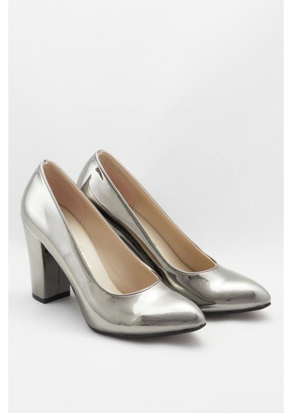 Kadın Moda Şık Platin Klasik Topuklu Ayakkabı Topuklu Düğün Nişan Gece Abiye Ayakkabısı