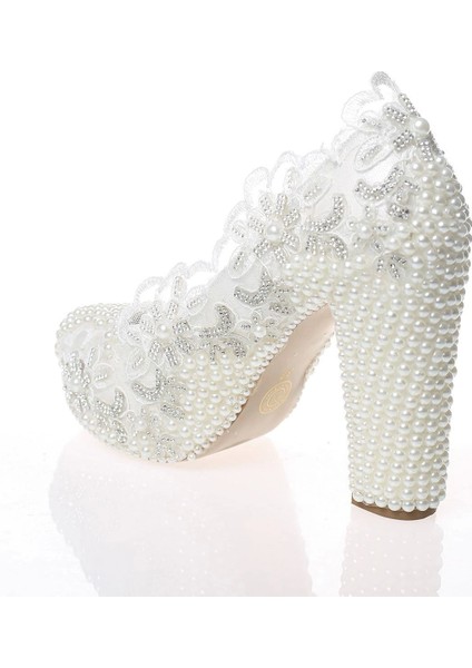 Sedef İnci Taş İşlemeli Gelin Ayakkabı Kadın Topuklu Abiye Ayakkabı Şık Gece Ayakkabısı fırsatları