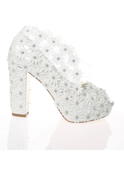 Kadın Beyaz Sedef İnci Taş İşlemeli Gelin Ayakkabı Kadın Topuklu Abiye Ayakkabı Şık Gece Ayakkabısı modelleri