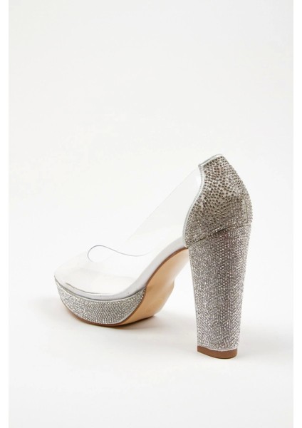 Sedef Şeffaf Ökçe Poli Taş Topuklu Kadın Abiye Ayakkabı Kadın Topuklu Şık Gece Ayakkabısı fırsatları