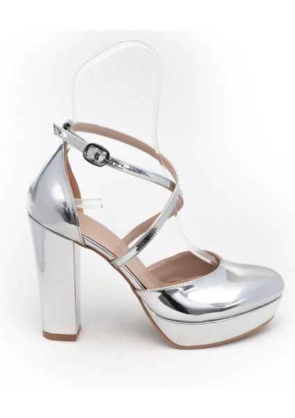 Gümüş Ayna Kadın Abiye Ayakkabı Kadın Topuklu Şık Gece Ayakkabısı Zarif Tasarım Yüksek Topuk modelleri