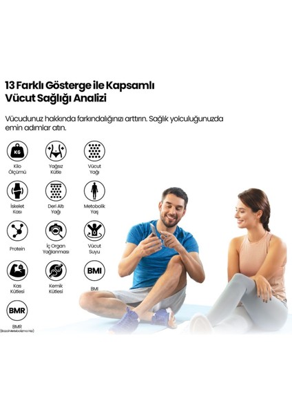 RBS2000 Wellness Akıllı Vücut Analiz Tartısı – Yağ, Kas, Sıvı Ölçer, 4 Elektrot, Bluetooth
