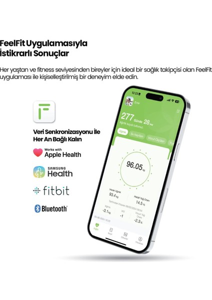 RBS2000 Wellness Akıllı Vücut Analiz Tartısı – Yağ, Kas, Sıvı Ölçer, 4 Elektrot, Bluetooth