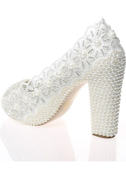 Kadın Beyaz Sedef Inci Taş Işlemeli Gelin Ayakkabı Kadın Topuklu Abiye Ayakkabı Şık Gece Ayakkabısı fırsatları